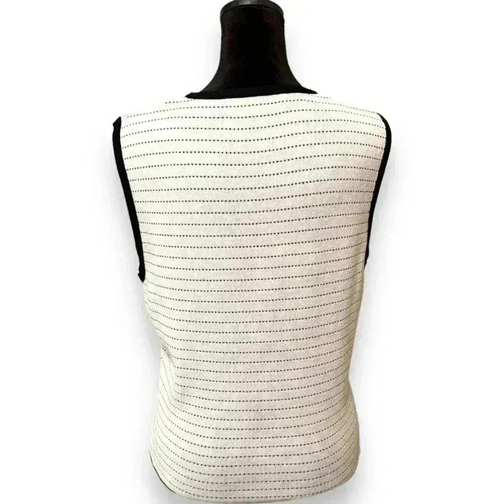 Jones New York V-Neck Lightweight Preppy Rib Knit Striped Sweater Vest Size Lg - Picture 4 of 11